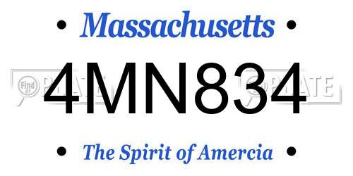 4MN834 Massachusetts License Plate