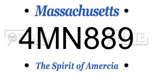 4MN889 Massachusetts License Plate