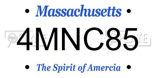 4MNC85 Massachusetts License Plate