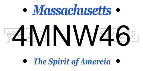 4MNW46 Massachusetts License Plate