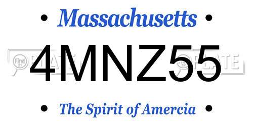 4MNZ55 Massachusetts License Plate
