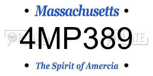 4MP389 Massachusetts License Plate