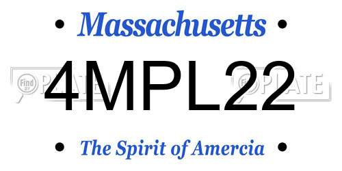 4MPL22 Massachusetts License Plate