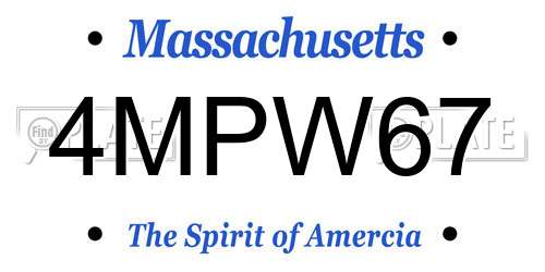 4MPW67 Massachusetts License Plate
