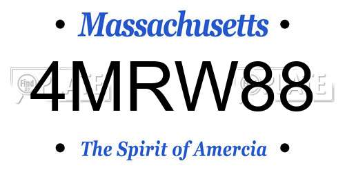 4MRW88 Massachusetts License Plate