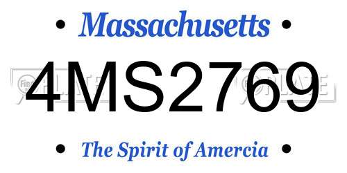 4MS2769 Massachusetts License Plate