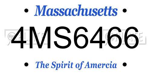 4MS6466 Massachusetts License Plate