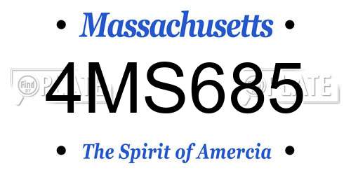 4MS685 Massachusetts License Plate