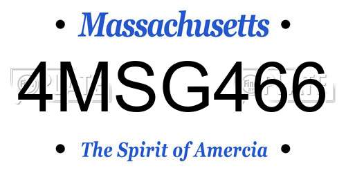 4MSG466 Massachusetts License Plate