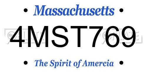 4MST769 Massachusetts License Plate