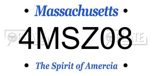 4MSZ08 Massachusetts License Plate