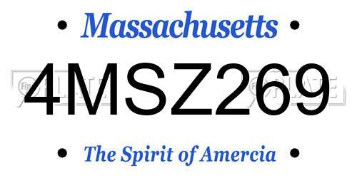 4MSZ269 Massachusetts License Plate