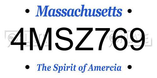 4MSZ769 Massachusetts License Plate