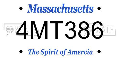 4MT386 Massachusetts License Plate