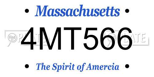 4MT566 Massachusetts License Plate