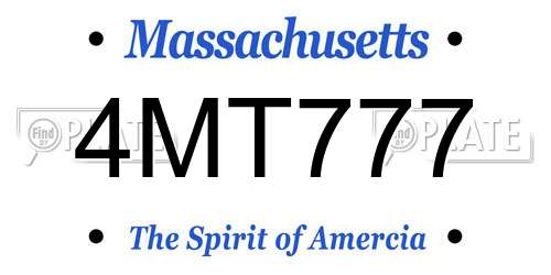 4MT777 Massachusetts License Plate