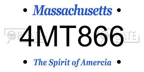 4MT866 Massachusetts License Plate