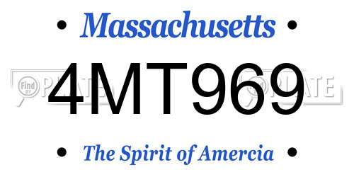 4MT969 Massachusetts License Plate