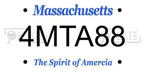 4MTA88 Massachusetts License Plate