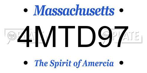 4MTD97 Massachusetts License Plate