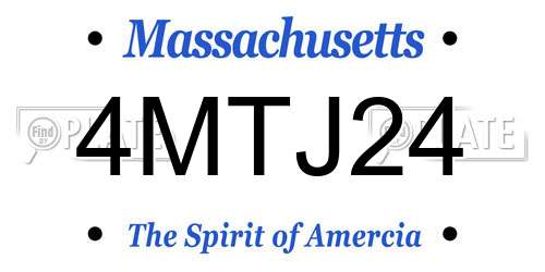 4MTJ24 Massachusetts License Plate