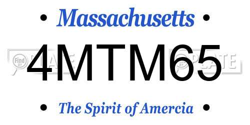 4MTM65 Massachusetts License Plate