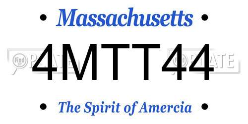 4MTT44 Massachusetts License Plate