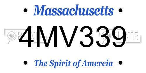 4MV339 Massachusetts License Plate