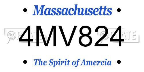4MV824 Massachusetts License Plate