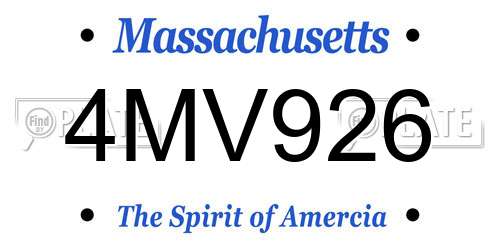4MV926 Massachusetts License Plate