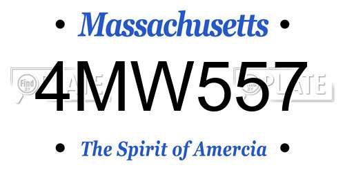 4MW557 Massachusetts License Plate