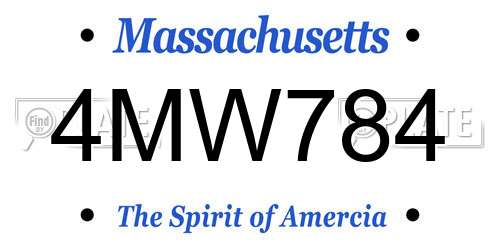 4MW784 Massachusetts License Plate