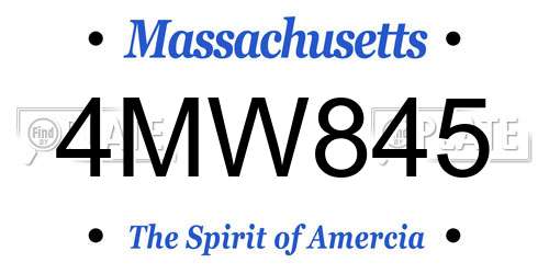 4MW845 Massachusetts License Plate