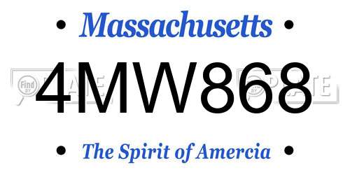 4MW868 Massachusetts License Plate