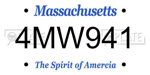 4MW941 Massachusetts License Plate