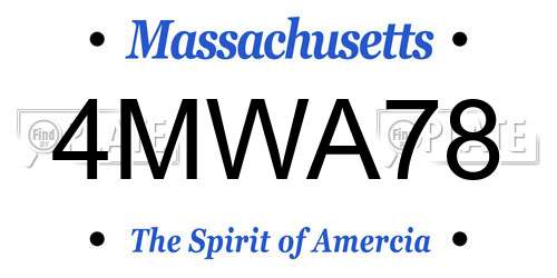 4MWA78 Massachusetts License Plate