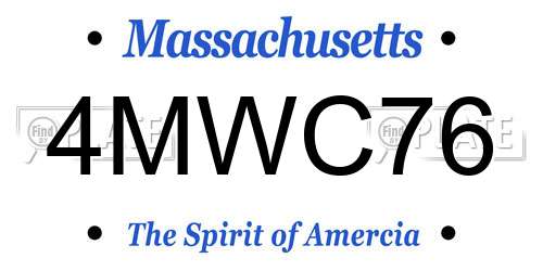 4MWC76 Massachusetts License Plate