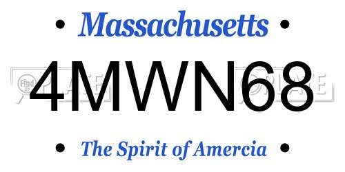 4MWN68 Massachusetts License Plate