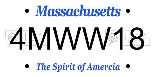 4MWW18 Massachusetts License Plate