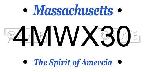 4MWX30 Massachusetts License Plate