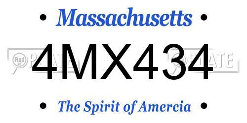 4MX434 Massachusetts License Plate