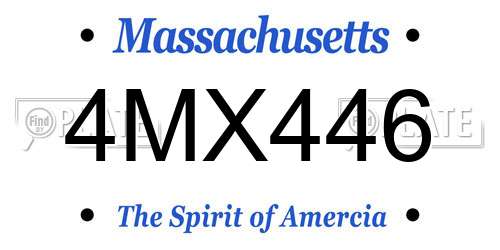 4MX446 Massachusetts License Plate