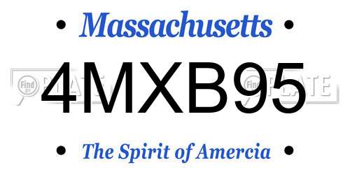 4MXB95 Massachusetts License Plate