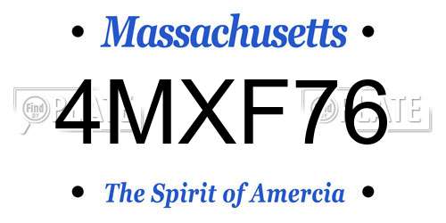 4MXF76 Massachusetts License Plate