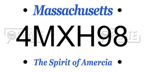 4MXH98 Massachusetts License Plate