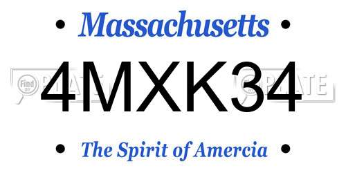 4MXK34 Massachusetts License Plate