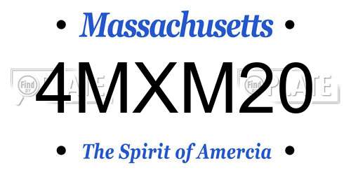 4MXM20 Massachusetts License Plate