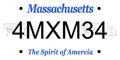 4MXM34 Massachusetts License Plate