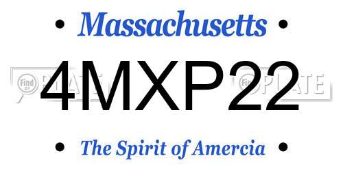 4MXP22 Massachusetts License Plate