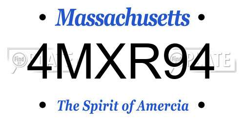4MXR94 Massachusetts License Plate